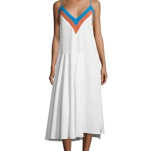 Milly Zig Zag Color Block Midi Dress in Aqua Multi